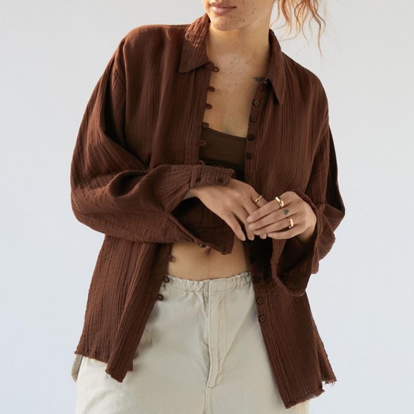 Urban Outfitters Brown Button Down Shirt XS - Picture 1 of 5